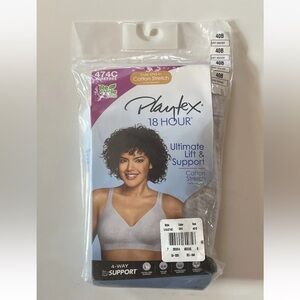 Playtex 18 Hour Wirefree Bra Cotton Stretch Ultimate Lift & Support Grey 40B